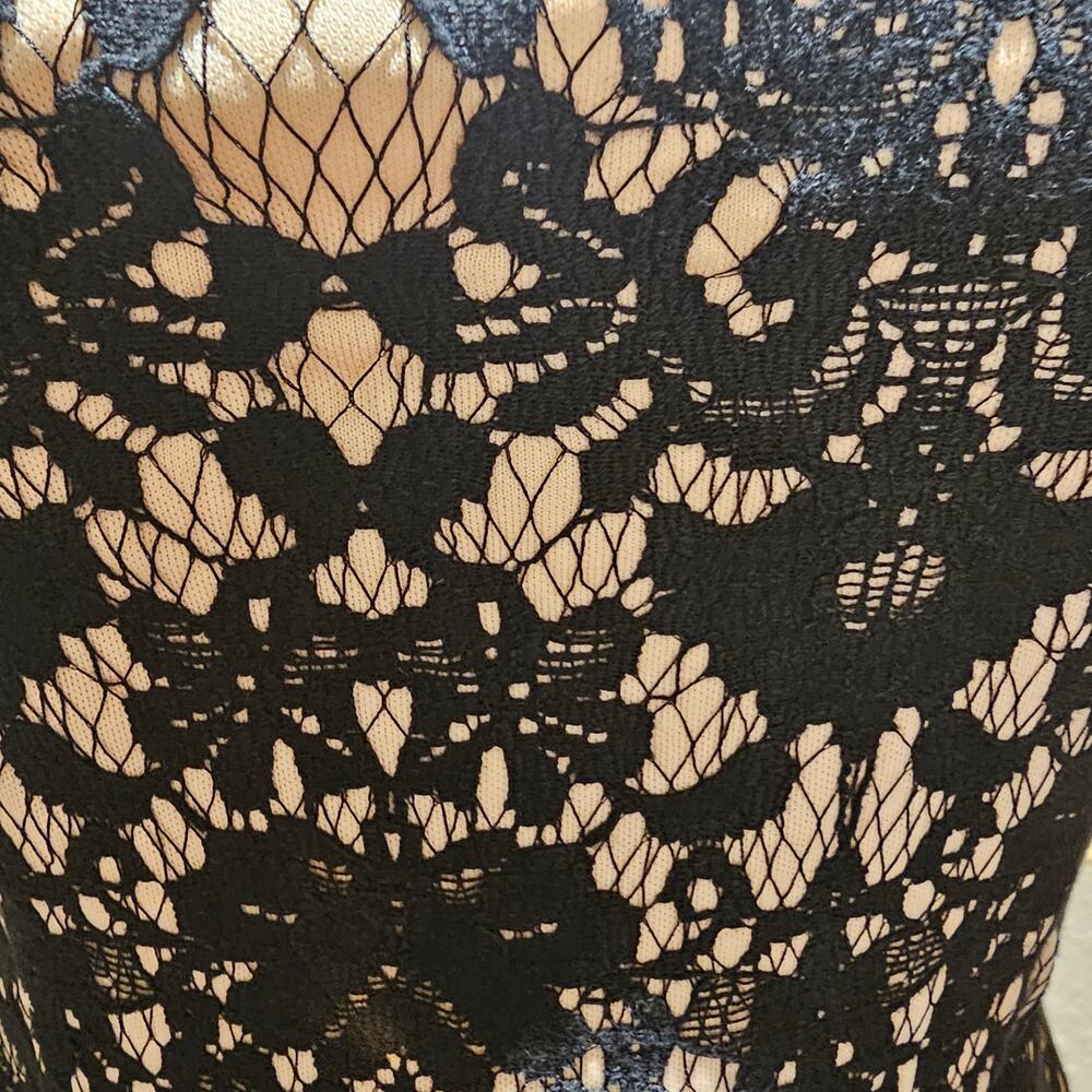 Francesca’s S Dress Lace Fit Flare Black Nude Romantic Cocktail Timeless Wedding - Picture 10 of 11